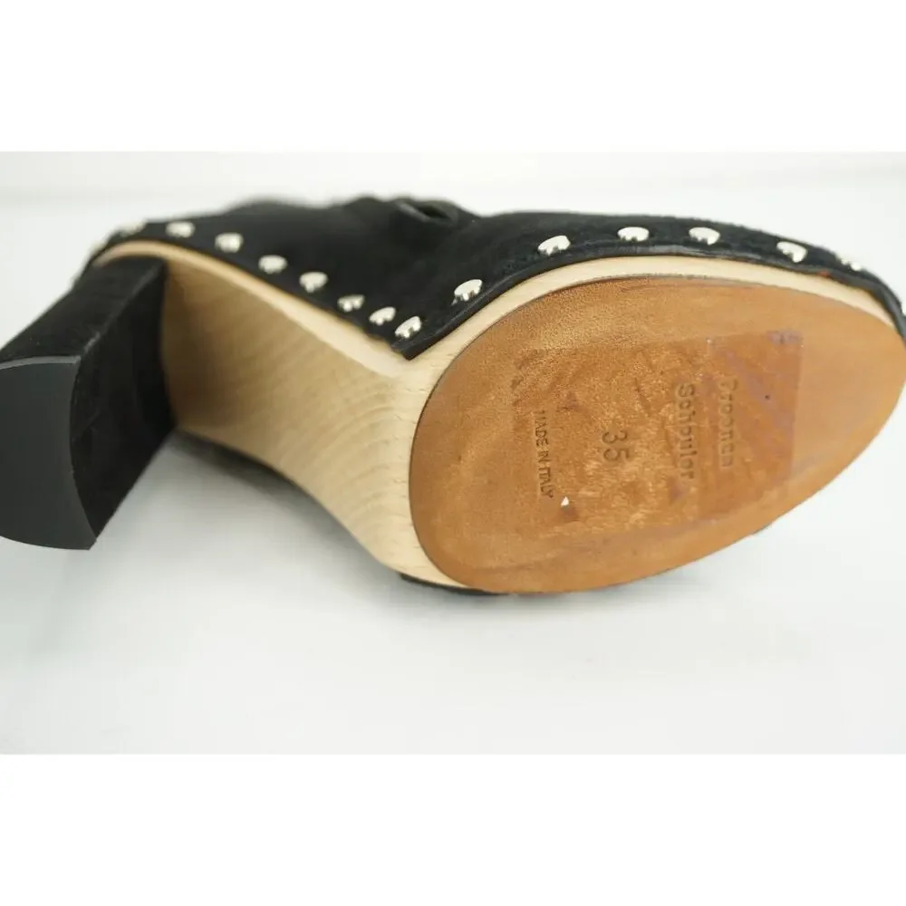 Proenza Schouler Studs Black Suede Platform Ankle Boots Size 35 Heels NIB $1050